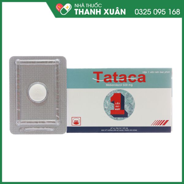 Viên nhai Tataca 500mg trị giun sán (1 vỉ x 1 viên)